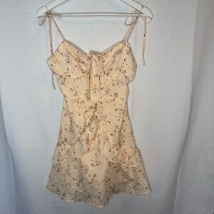 Cider Floral Yellow Tie Front Mini Dress Size Small